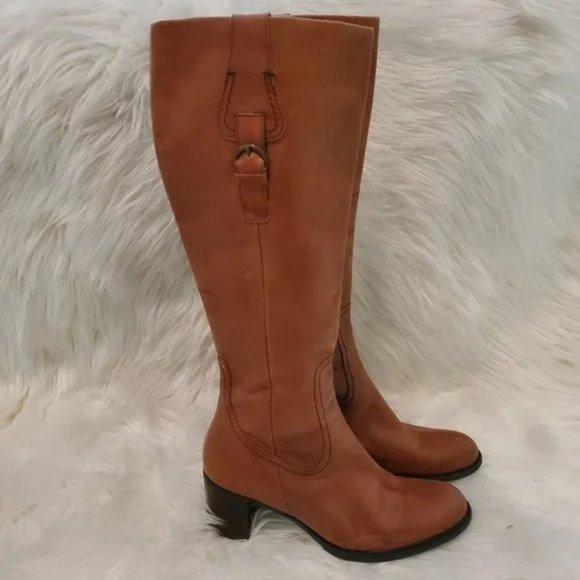 Liz Claiborne Shoes - Liz Claiborne Flex Marley Brown Leather Side Zip Riding Boots SZ 7.5M